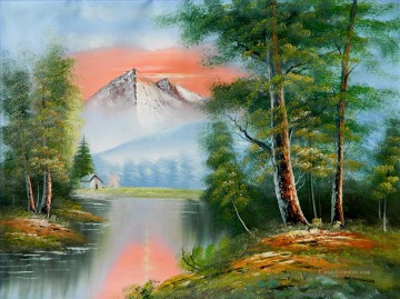 Einfach und günstig Werke - Scenic Berg Afterglow Bob Ross freihändig Landschaften